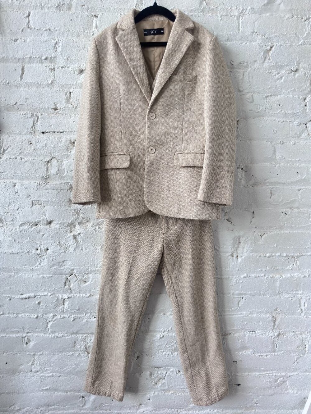 Kids Beige 3-Piece Suit Set Size 10Y